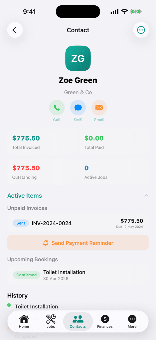 Contacts and CRM in the OneBookPlus iOS app