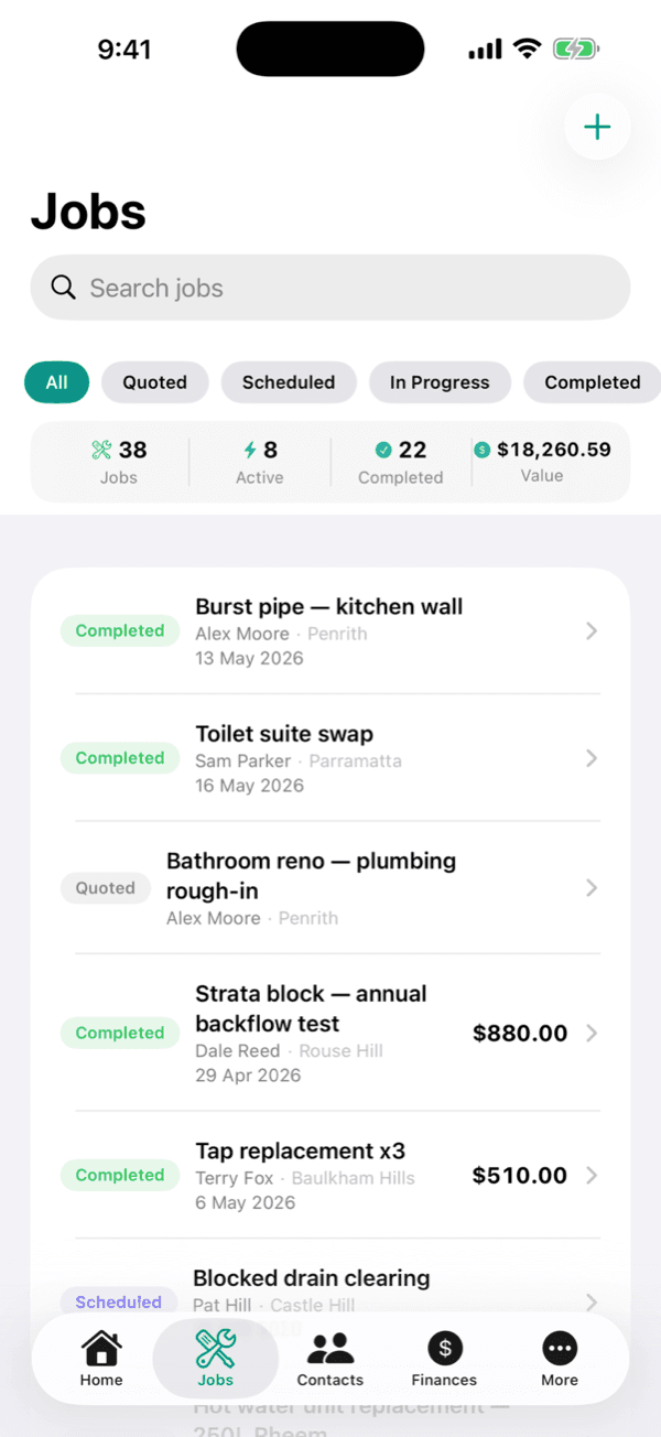 Jobs pipeline in the OneBookPlus iOS app